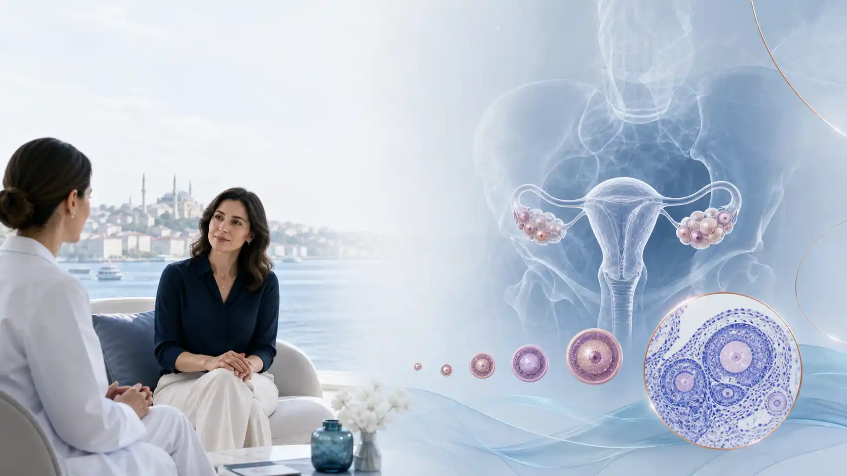 Dezente klinische Illustration zur Einführung in Leitfäden zur reproduktiven und urologischen Gesundheit